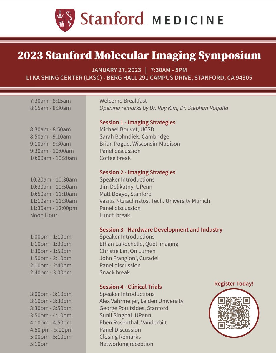 Stephan Rogalla (@stephanrogalla) on Twitter photo Exciting News! Registration to our Symposium on Molecular Imaging in Surgical Navigation is now open. Please join us to learn about innovations, challenges, and needs in academia, industry, and clinic.
onlineregistrationcenter.com/register/222/p…
<a href="/StanfordMed/">Stanford Medicine</a> <a href="/Stanford_GI/">Stanford Div. of GI & Hepatology</a> <a href="/WMISWMIC/">WMIS WMIC</a> <a href="/ESMI_society/">European Society for Molecular Imaging - ESMI</a> Exciting News! Registration to our Symposium on Molecular Imaging in Surgical Navigation is now open. Please join us to learn about innovations, challenges, and needs in academia, industry, and clinic.
onlineregistrationcenter.com/register/222/p…
<a href="/StanfordMed/">Stanford Medicine</a> <a href="/Stanford_GI/">Stanford Div. of GI & Hepatology</a> <a href="/WMISWMIC/">WMIS WMIC</a> <a href="/ESMI_society/">European Society for Molecular Imaging - ESMI</a>
