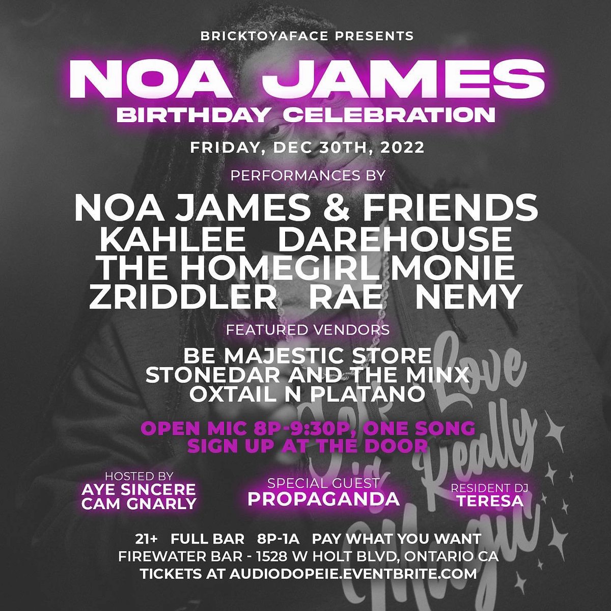 BrickToYaFace's tweet photo. We’ve been celebrating @NoaJames birthday all month but this Friday is the last celebration &amp; his official birthday party! He’s going to put on a special performance w/ a drummer accompanying him! You don’t want to miss this! 

🎟 https://t.co/trRuFgdEPJ https://t.co/AEmX8njEml