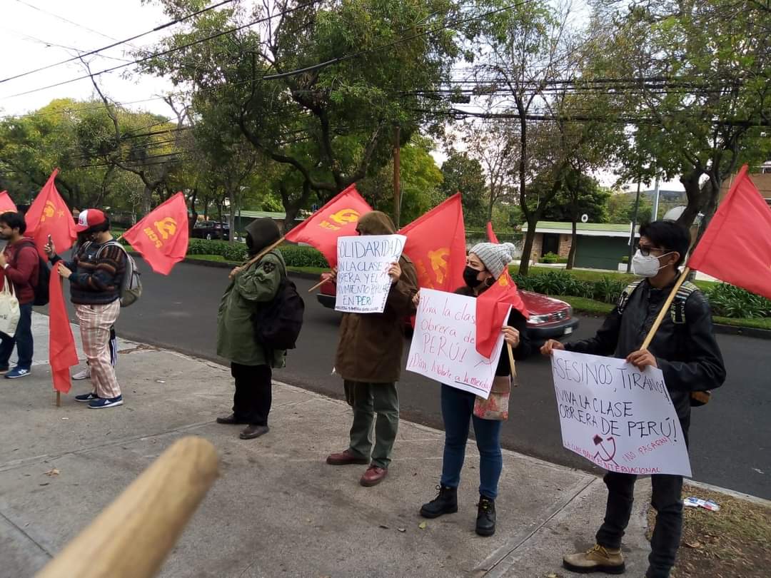 comunistamexico's tweet photo. Hoy en la Embajada de Perú en México, solidaridad con los trabajadores y el pueblo peruano en lucha. Abajo los actos represivos y los asesinatos de Dina Boluarte.
Solidaridad con el Partido Comunista Peruano! https://t.co/tEAOKCKzDc