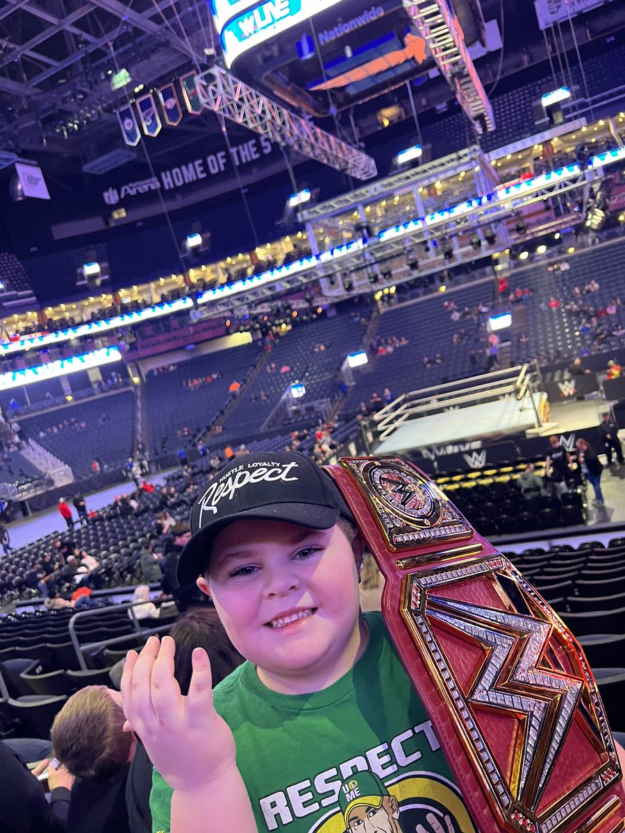 Joe_SportsGuy's tweet photo. @WWE sons Christmas present. He can’t wait to see Seth Rollins and Austin Theory  #WWEColumbus https://t.co/o83OQFvSi8