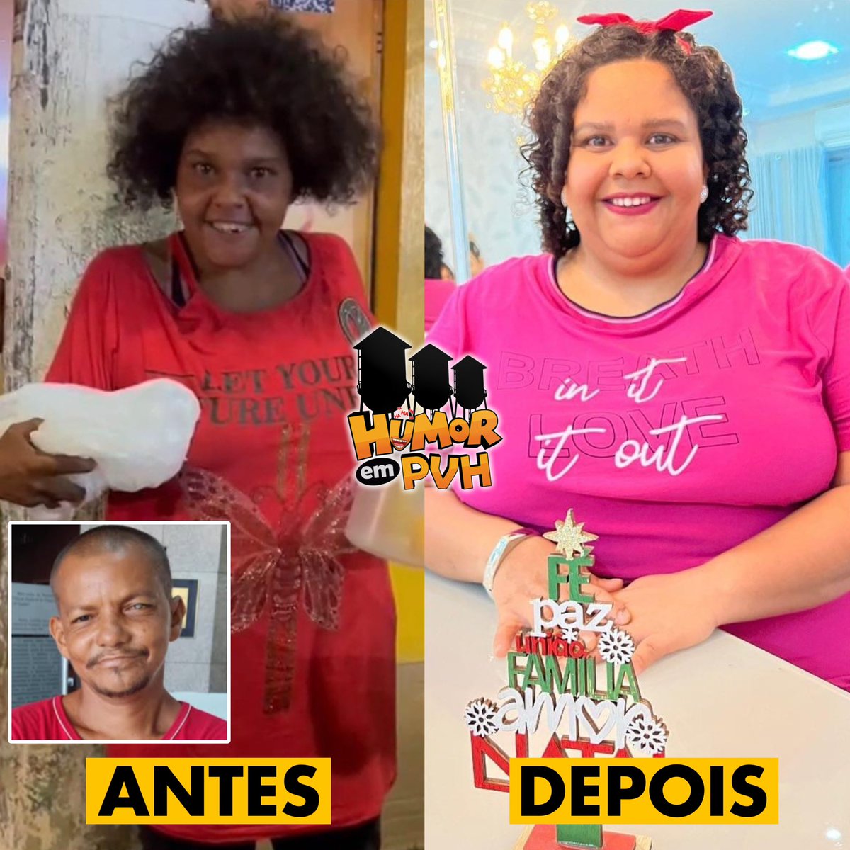 humorempvh's tweet photo. Esse é o Antes e Depois da ex-moradora de rua Graciele. Ela é ex-companheira do Isaías, que também morava nas ruas e faleceu em abril desse ano. 

Ela foi resgatada das ruas há 10 meses e hoje vive uma nova vida. https://t.co/CIreFTXB1e