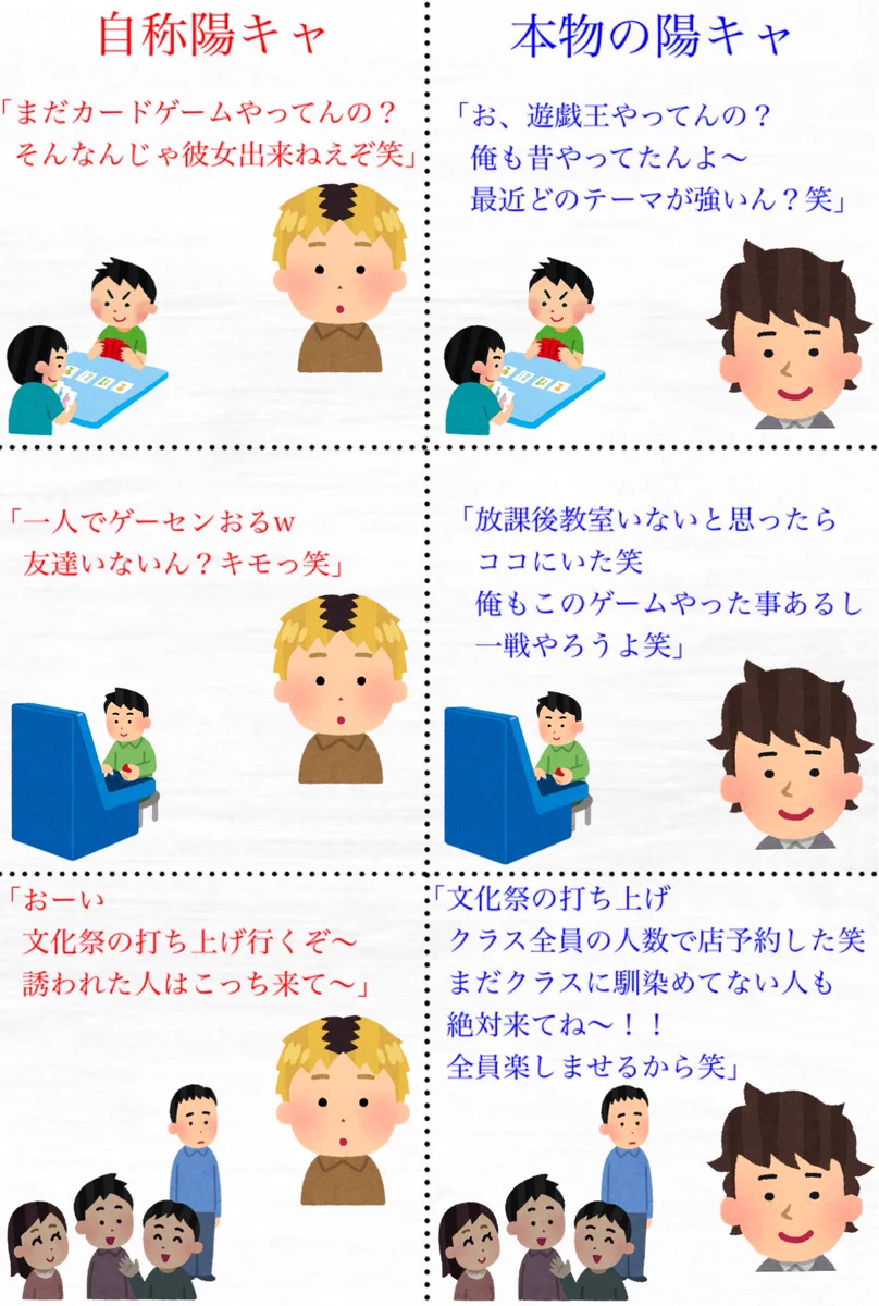 あなたの周りにもいる？『自称陽キャ』と『本物の陽キャ』の違い