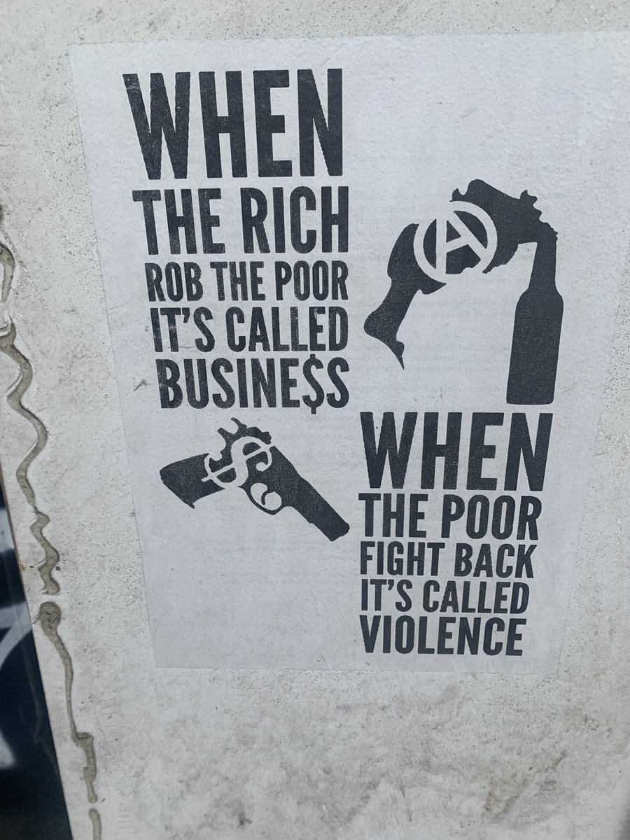 GraffitiRadical's tweet photo. "When the rich rob the poor it's called business, when the poor fight back it's called violence"

Poster spotted in Brunswick, Melbourne https://t.co/XdxwgQINW8