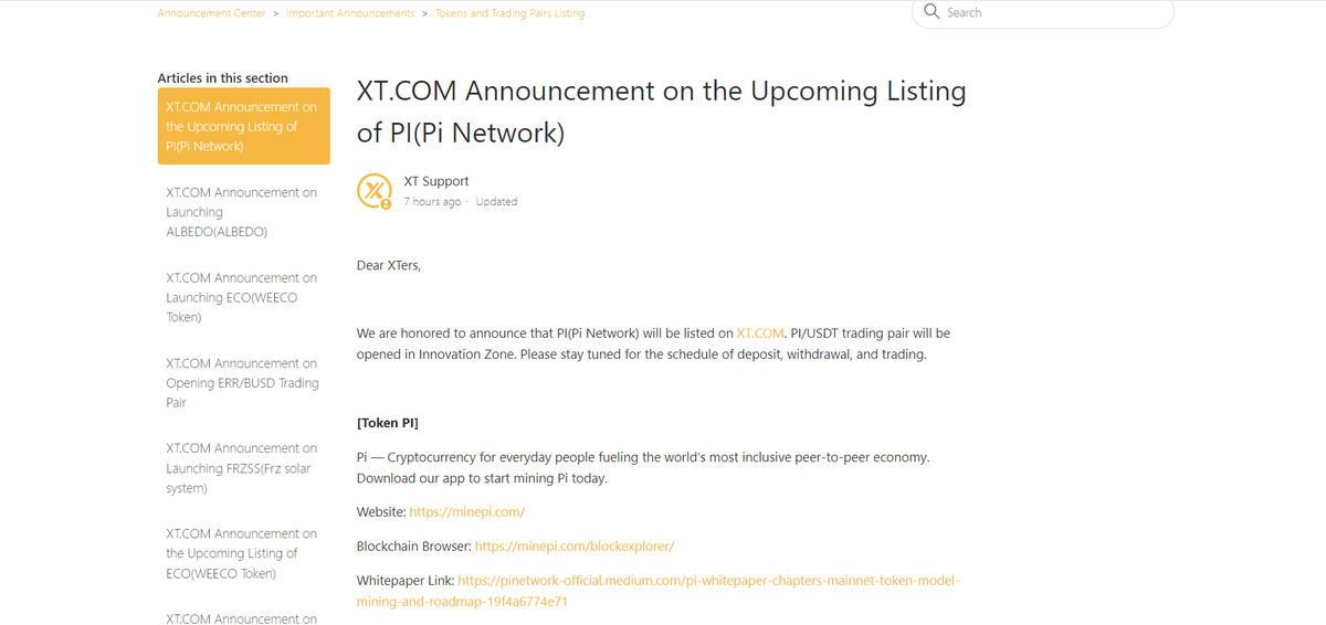 cryptopaydotcom's tweet photo. 📰Latest News: After #Huobi Exchange announced the launch of #PiNetwork, another top exchange @XTexchange announced the launch of $Pi, the specific launch time will be updated according to @PiCoreTeam. 🔥

there are more!😎 who is the next? 🤔 https://t.co/suNYrClGOd
