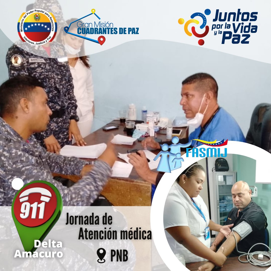 ven911delta's tweet photo. #Dic El Ven911 Delta Amacuro en articulacion con FASMIJ llevo a acabo numerosas jornadas de atención médica de medicina general y pediatría para todos las instituciones adscritas al MPPRIJP.

#Ven911DeltaAmacuro
#FASMIJ

@lizetadelta @prensagobdelta @ven911oficial @dicurualberth https://t.co/xhH86qirUy