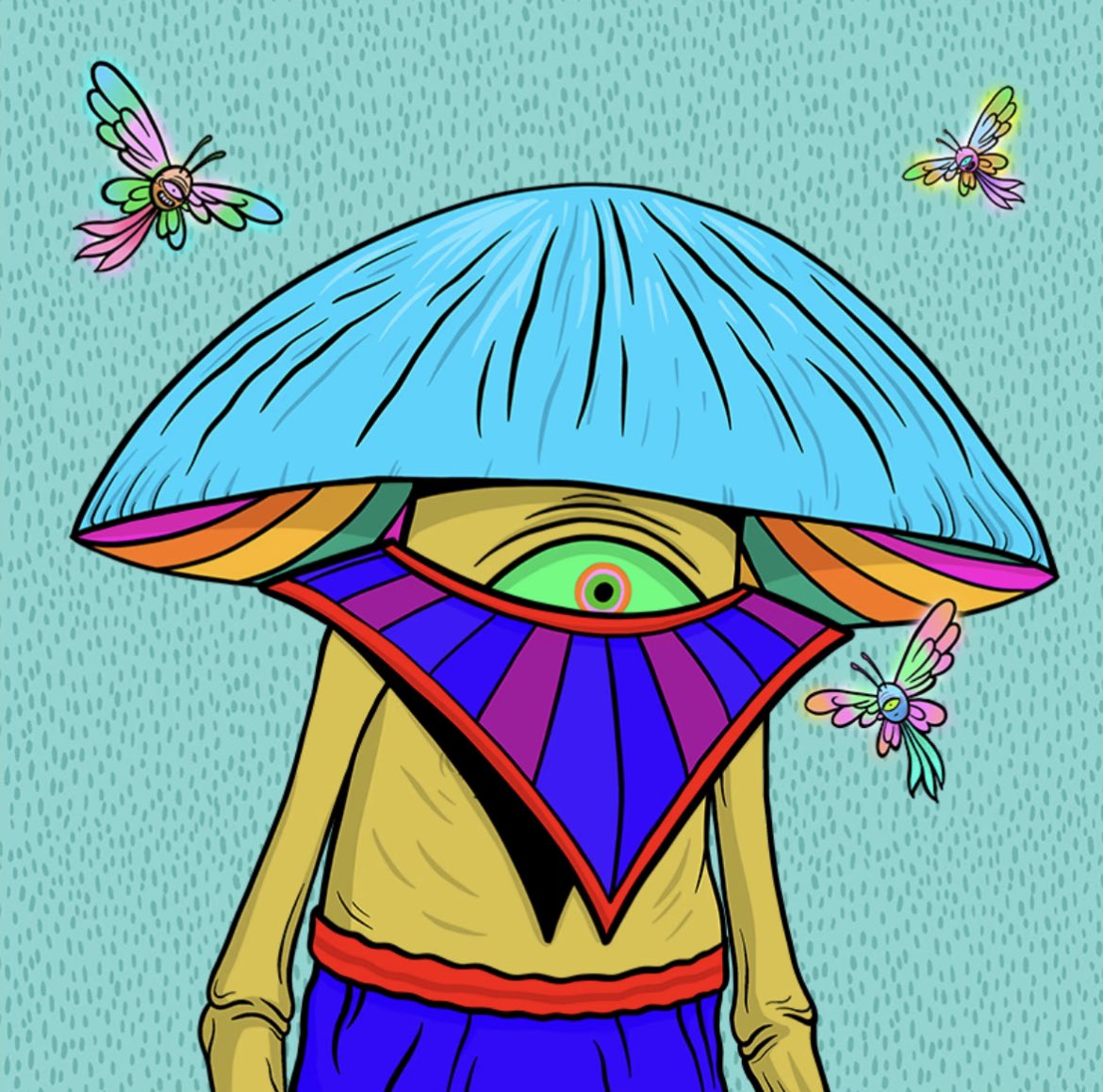 Swept another  <a href="/ShroomFolkNFT/">Shroom Folk NFT</a> today I’ve always wanted the “Glowing eye moths” trait and these colors are sick!  🧹🍄🧹🍄🧹🍄 #shrooms #buythedip #ShroomFolk #Polygon