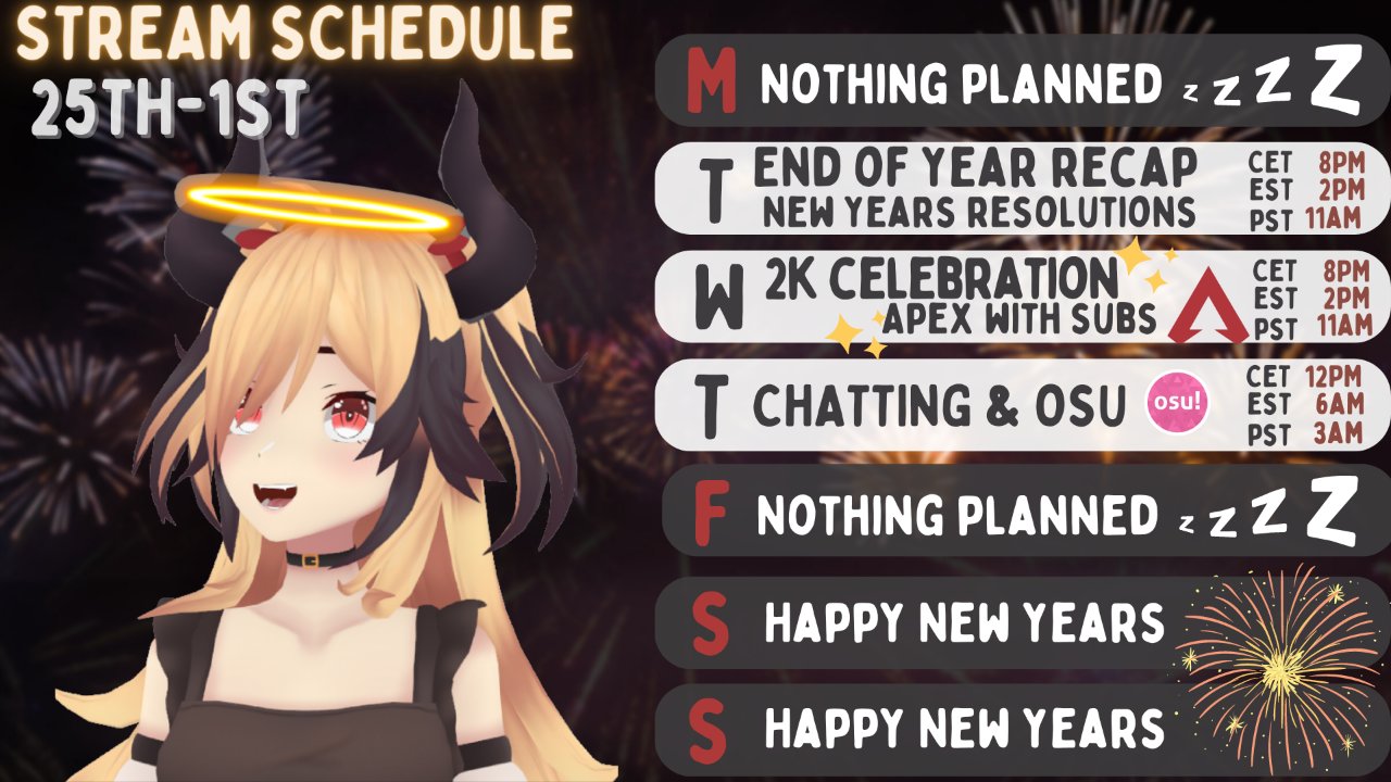 Cryoko on Twitter "RT AnorahVT 🗓️SCHEDULE 25th1st🗓️ M I sleep zZZ