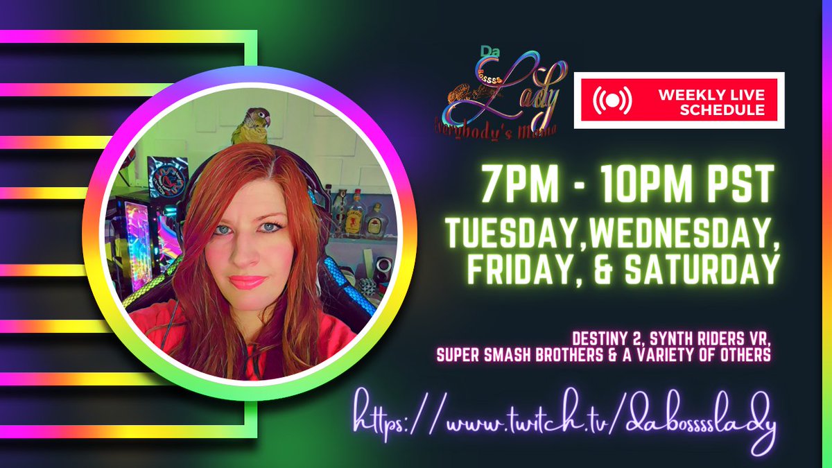DaBoSSSSLady's tweet photo. Got a new Schedule starting this week. Hope to see you all there. https://t.co/eelYa7LoqF Or you can join our Discord Family for the most updates & interaction outside of stream. https://t.co/HtEQfELUHi
#twitch #streamer #streamergirl #gaming #BoSSSSFam #PIFGAS #Deadfam #GGOP https://t.co/2JSdyzB3VC
