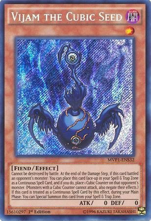 crowbachprints's tweet photo. @MBTYuGiOh Cubics are so botched it feels unfair. If they just errata’d Vijam to be immune to destruction entirely and cubic counters worked more like Warning Point, that would go a long way towards making this deck more playable. https://t.co/atHF0pRhI8