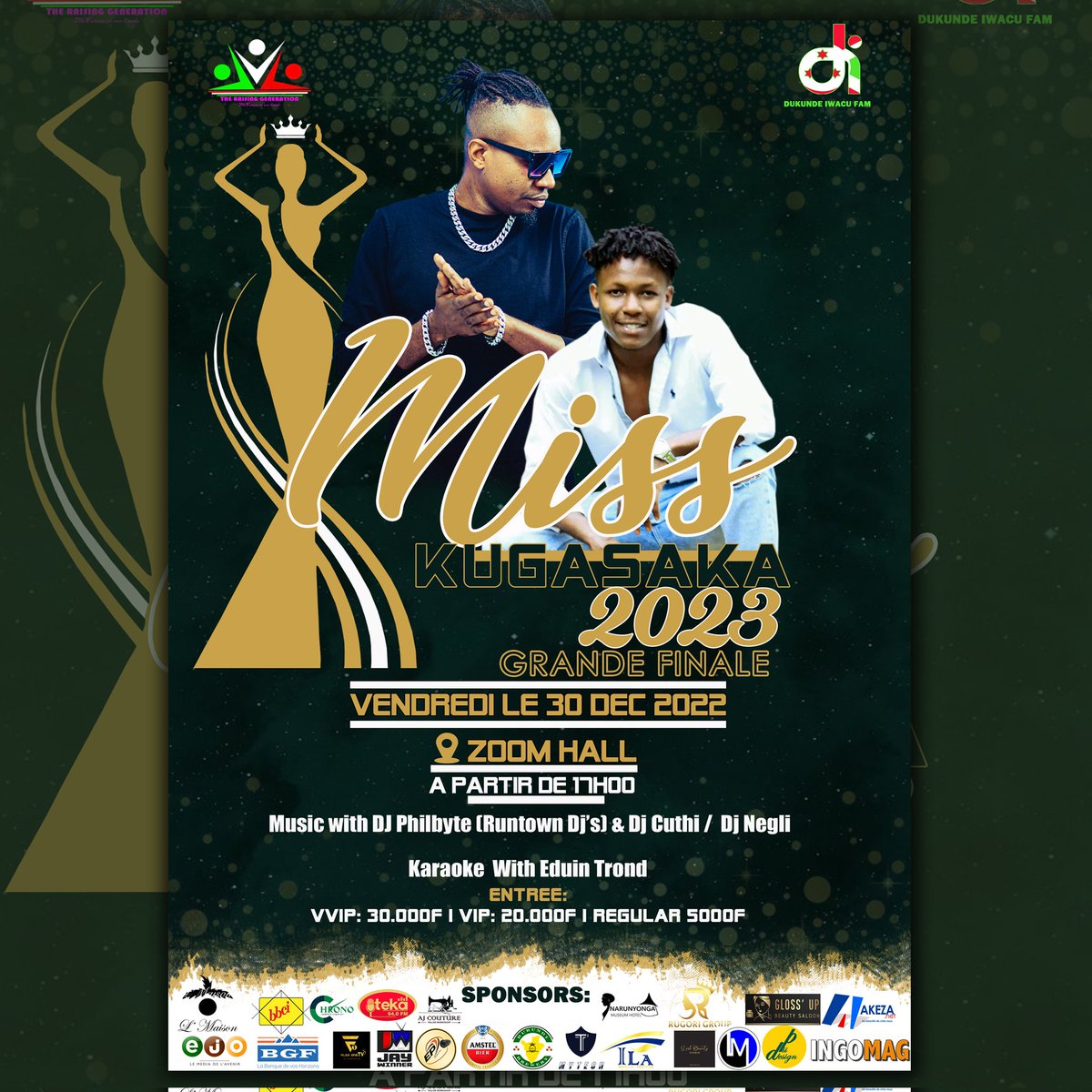 MKugasaka's tweet photo. Souhaitez-vous découvrir les petites extra qui font l'extraordinaire pour la fin de l'année?
Ne ratez pas la grande finale de l'évènement MISS KUGASAKA 2023 ce vendredi 30/12/2022 avec  dans les enceintes du zoom hall à Ngozi a partir de 17h00.
Bienvenue🙌 https://t.co/6fSfHRWow6