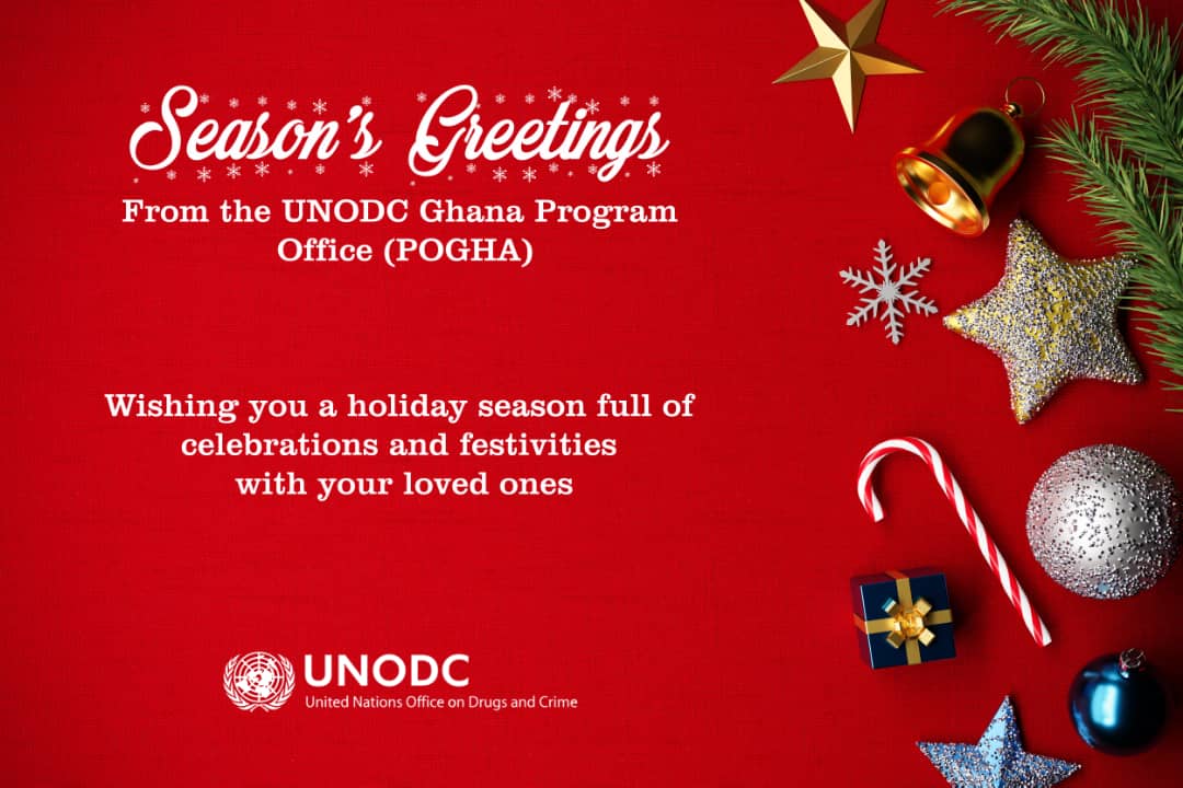 UNinGhana's tweet photo. Wishing you a holiday season full of celebrations and more. From the @UNODC family to yours 🎄 https://t.co/sq9t1hruLU