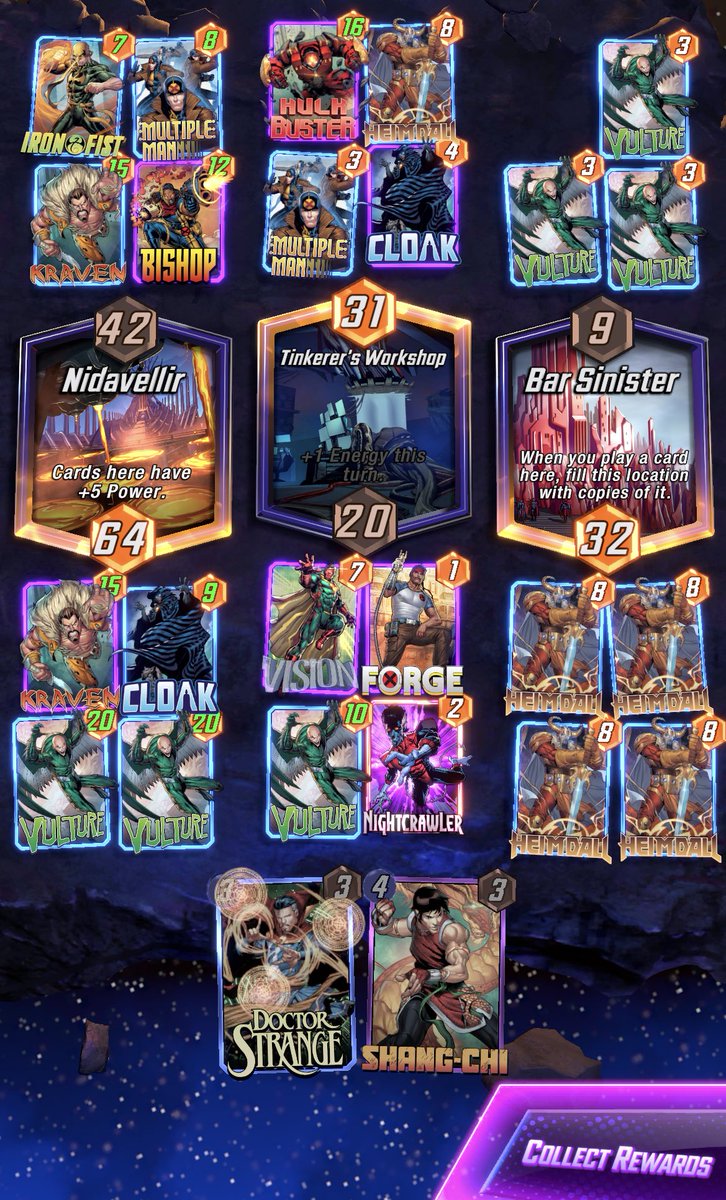 PrincessBooHead's tweet photo. One of the funnest games I’ve had in a long time!!
Bar sinister a vulture and then move them all about😝😍
#marvelsnap is such a blast- if you haven’t tried it… what are you waiting for??
#freecardgame #ccg #gamergirl #deckbuilding #nerd https://t.co/uByciReTIs