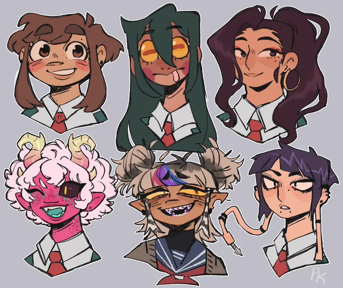 [bnha] i was asked abt my hc designs for the class 1-A girlies(+toga). it has been a WHILE since Ive drawn them 