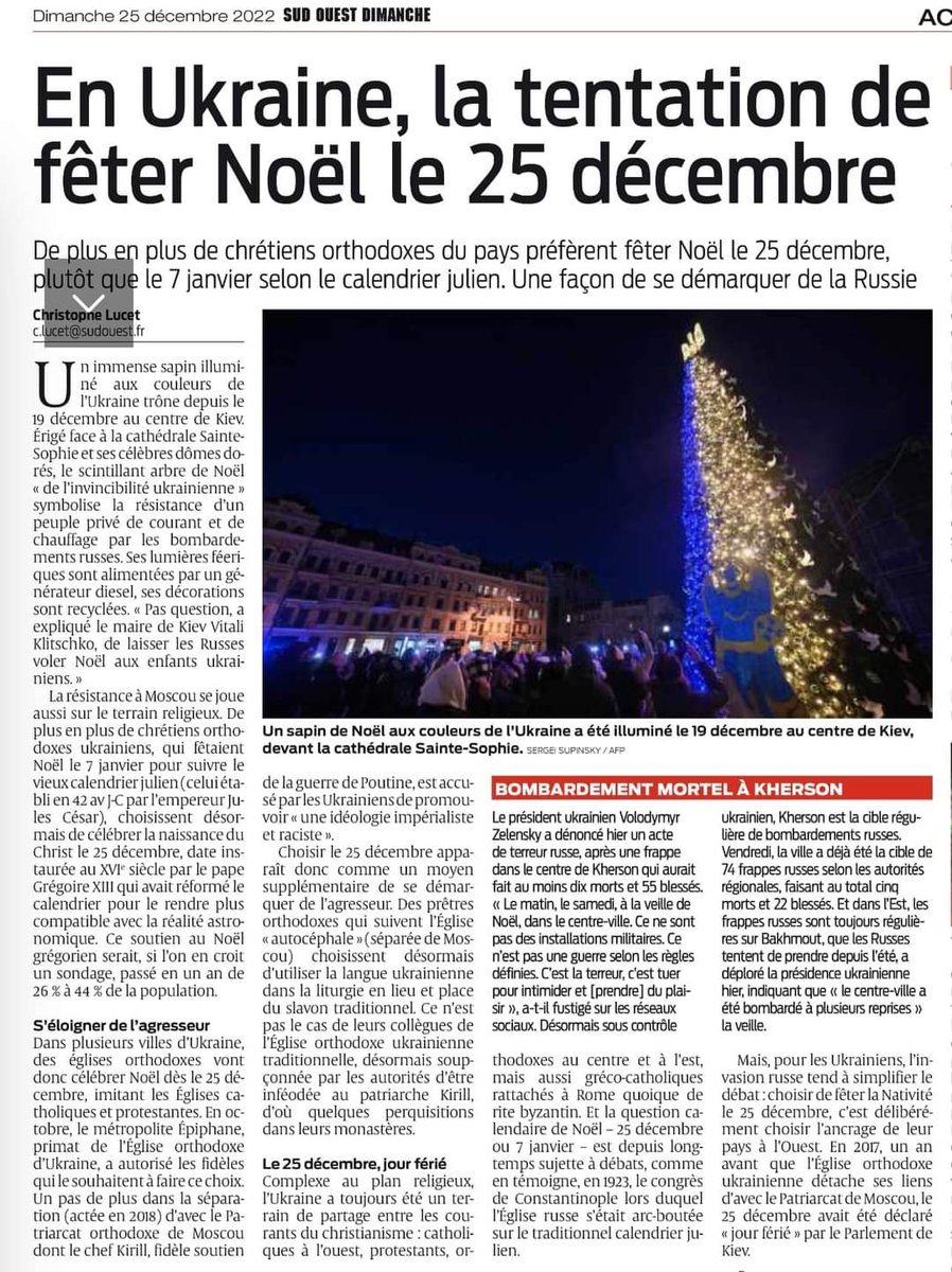 UkraineAmitie's tweet photo. Les chrétiens fêtent Noël aujourd’hui. En Ukraine la fête a été historiquement célébrée le 7 janvier, selon le vieux calendrier julien. Mais depuis 2017, le 25 décembre est un jour férié en Ukraine. Et les Ukrainiens sont libres de choisir le jour de célébration. https://t.co/mJNwmgpD5k