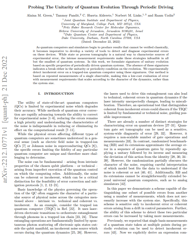 DesFrontierTech's tweet photo. "As quantum computers and simulators begin to produce results that cannot be verified classically, it becomes imperative to develop a variety of tools to detect and diagnose experimental errors on these devices." #dukequantumcenter @NiccoloDeMasi $IONQ https://t.co/puFpEzi1Wg https://t.co/hLA7RoGRdM