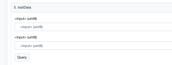 shanghai_bill's tweet photo. @adamscochran @__JAcoBY__ @ShatteredEON @GritBeatMusic you can also just call any given trait from the first contract i sent to see its specific encoded string, 

inputs are equal to-
index of the trait class 
index of the trait within that class https://t.co/qRbqjXLLbS