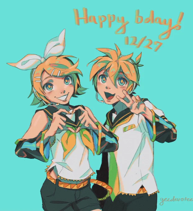 just reposting some of my old kagamine arts for their bday <3 forever ma faves #鏡音15誕 