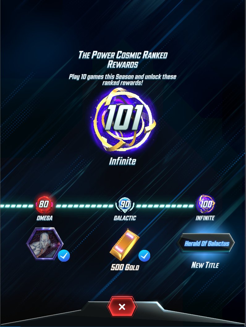 NightwingCCG's tweet photo. Finally hit infinite this season! It was a really rough climb, probably one of my most dislike meta thanks to Leech/Leader...

Silver Surfer is a fun and strong card. I mainly used Negative Surfer for the climb from 70s to mid 90s, then Sera Surfer from 97 https://t.co/aa9yncflTz