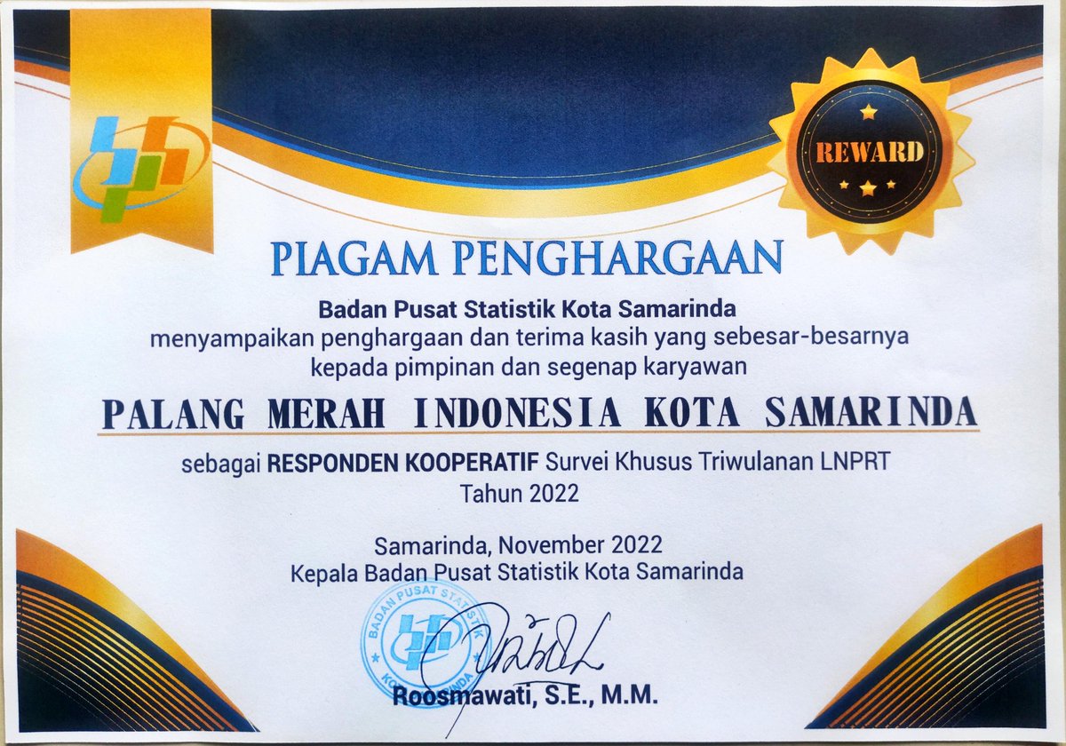 #SalamKemanusiaan
PMI Kota Samarinda mendapatkan penghargaan dari BPS Kota Samarinda sebagai Koresponden Kooperatif Survey Khusus Triwulan LNPRT Tahun 2022.
Terimakasih kepada BPS Kota Samarinda atas apresiasi yang diberikan.
#PMIKotaSamarinda
#PMISelaluBantu
#TerusTebarKebaikan