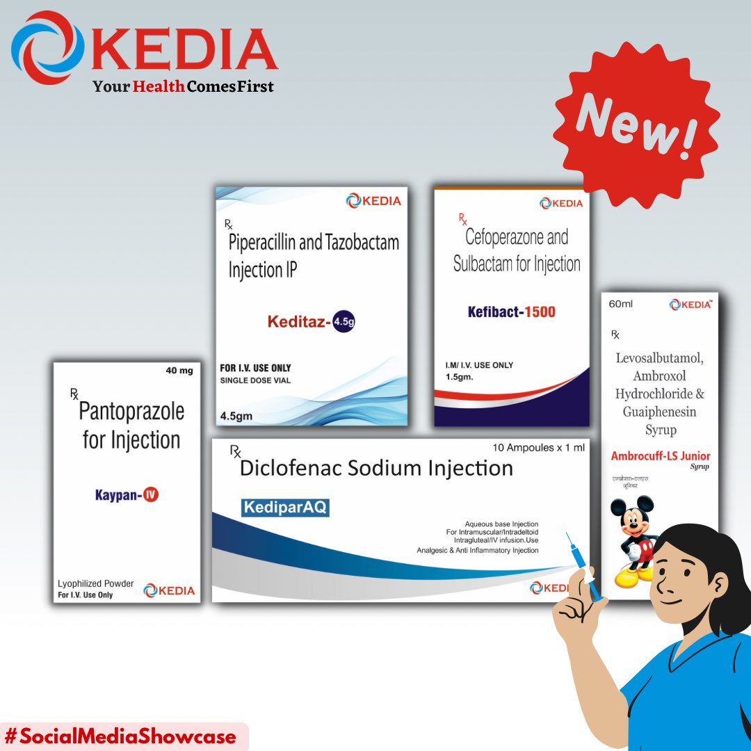 RaghavKedia19's tweet photo. #NewLaunch
We are glad to announce the launch of our “5 New Products”
They belong to respective Therapeutic Class :
: Anti-Infectives
: Pain-Analgesics
: Respiratory
: Gastro-Intestinal
#KediaPharma #YourHealthComesFirst https://t.co/KBxhKq3h7F