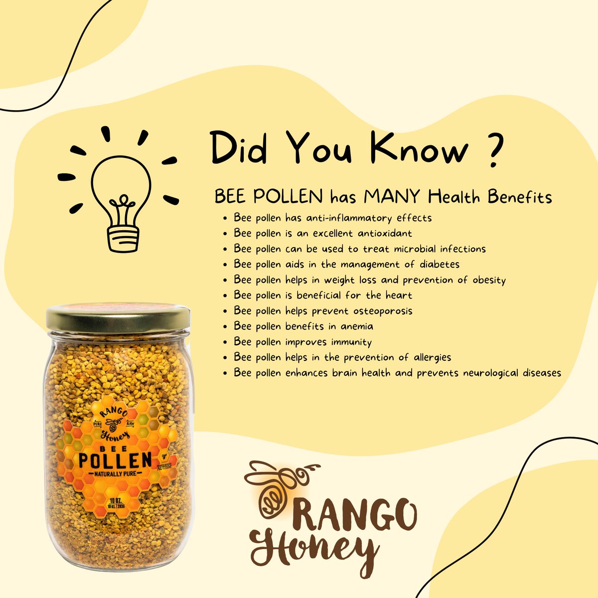 RangoHoney's tweet photo. Benefits of BEE POLLEN https://t.co/mvdrlJj8eY
#beepollen #healthbenefits #healthyfood #foodie #healthy #2023goals #eathealthy #smoothie #protienshakes #minerals #inflamation #allergies https://t.co/l4P2AAvfOS