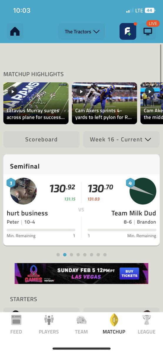 With Pittmans 4 and 9 receptions this is how close this semi-final game finished. <a href="/TheFFBallers/">Fantasy Footballers</a>