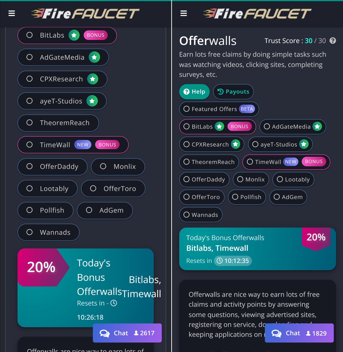 FireFaucet update v4.12 is live! 🔥
- New mobile experience - should look much better on smaller screens
- Redesigned sidebar
- Various design improvements
- Removed video ads
- Added Featured offers
- 2.5x increase in rank rewards

A look at before and after this update 👇👇