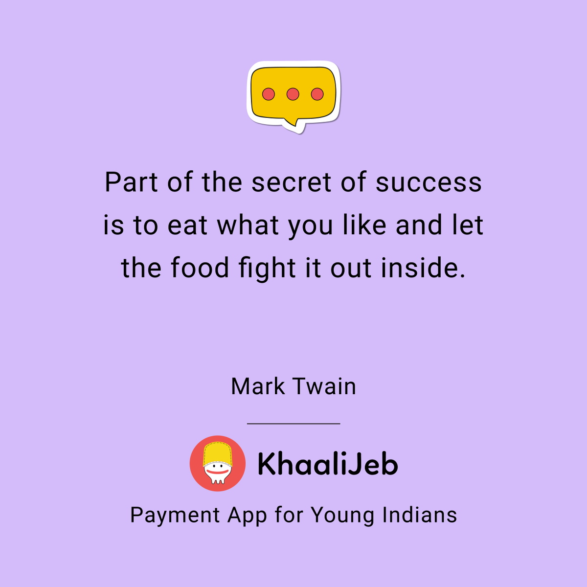 KhaaliJeb's tweet photo. Part of the secret of success is to eat what you like and let the food fight it out inside.

Mark Twain

#truefacts #quotesaboutlife #indianquotes #indianstudents #khaalijeb #quotesfromkhaalijeb #partofsuccess #success #foodquotes #quotesonfood #foodlover #eatwell #foodstagram https://t.co/1KTkYyxjFz