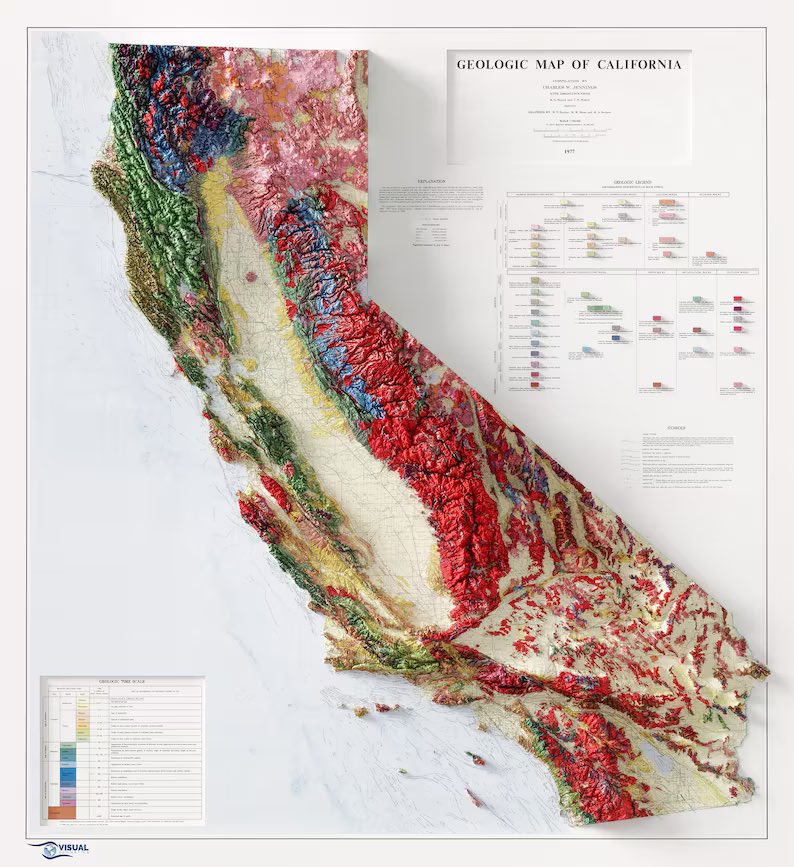 BrianRoemmele's tweet image. Topographical map of California.