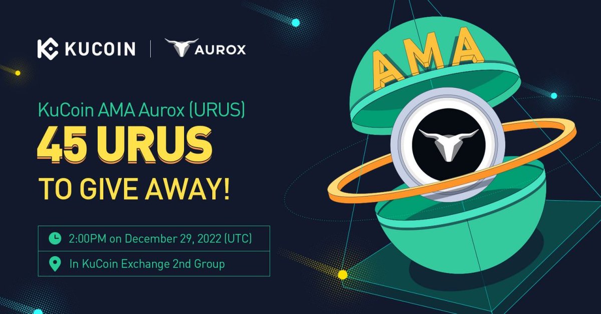 kucoincom's tweet photo. Join #KuCoin AMA with @getaurox, 45 $URUS to Give Away!
 
⏰2:00 PM on December 29, 2022 (UTC)
🔗https://t.co/777FVUobkG
 
🔥Follow @getaurox &amp; @kucoincom
🔥Install Aurox wallet via this link https://t.co/UKCHnJZLHq
🔥Submit the form https://t.co/hSnd7S95EF

#KuCoinAMA https://t.co/7zxW9tphZS