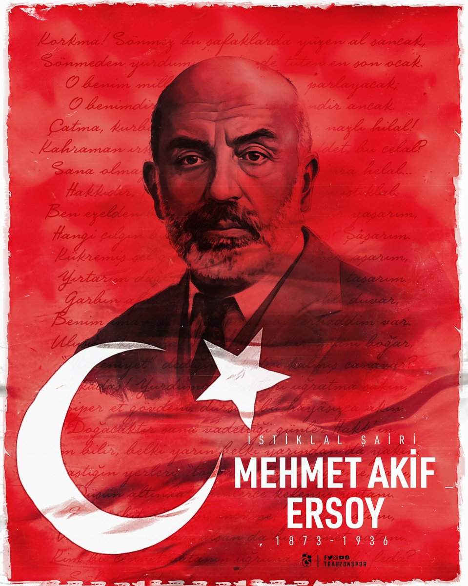 İstiklal Marşımızın yazarı, milli şairimiz Mehmet Akif Ersoy'u vefatının 86. yılında rahmetle ve minnetle anıyoruz.