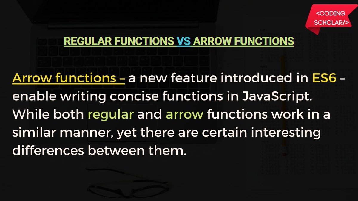 coding_scholar's tweet image. Difference between Regular Function and Arrow Function 🤔
Difference between Regular Function and Arrow Function 🤔
Follow @coding_scholar for such more content ☺️
#codingscholar #coding #programming #programminghumor #codingforkids #codinglife #javascript #html #css #js