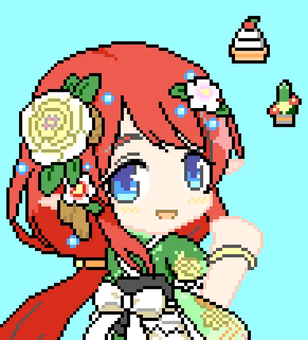 今日のドット絵着物ミサトせんせー正月が待ち遠しいです#プリコネR #pixelart #プリコネRドット絵 