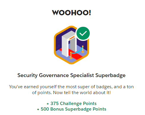 Stevefolquer's tweet photo. Just earned the Security Governance Specialist Superbadge on @Trailhead at @salesforce ! On the way to the Salesforce App Builder Certification  https://t.co/LXXhhVq3dV https://t.co/FBFnhleNXN