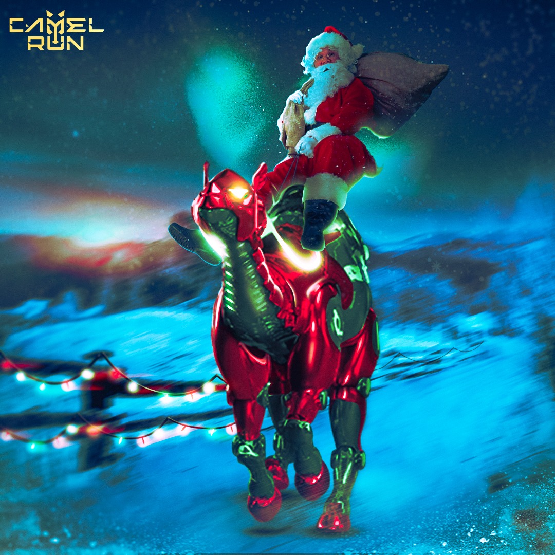 run_camel's tweet photo. Ho ho ho! Santa's got a new ride this year - a majestic camel! This holiday season, join in on the fun and take a ride with Camel Run !!!! 

#santacamelride #holidayfun #christmascheer #merrychristmas #metaverse #p2e #gaming #game #web3 #caml #nft #nft #marketplace #Camelverse https://t.co/5I7cXw7KHH