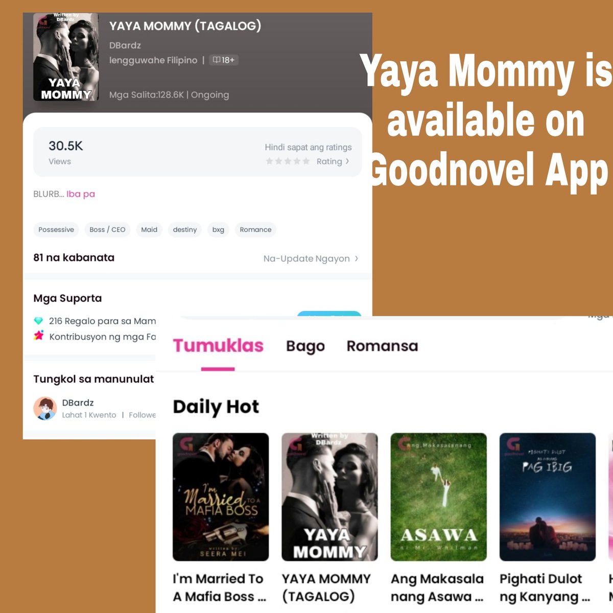 Dbardz27's tweet photo. Yaya Mommy! #goodnovelstory #goodnovel #goodnovelapp #goodnovelph #goodnovelpromotion #dbardz #dbardzstories #storypromotion #storyrecommendation @GoodnovelPH https://t.co/98Nmk1TAaR