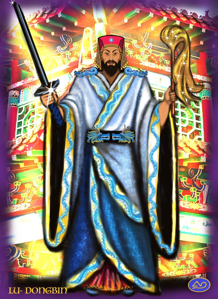 Elia42KA's tweet image. #DiosesChinos 
Lü Dongbin es uno de los ochos inmortales.
Su gran mérito es el de la Fuerza Constante pues se cuenta de Él que entró como funcionario a los 64 años, donde destacó por su honestidad y su irrevocable defensa del Bien contra el Mal.@los7soles