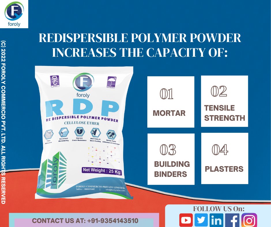 ForolyCommercio's tweet photo. To get more information, kindly check our website:-
https://t.co/bCjldbzHRZ
#forolycommercio #construction #HPMC #MHEC #RDP #PVA #thickener #adhesion #WallPutty #waterretention #sagresistance #betterworkability #smoothing #selfleveling #tileadhesive #jointfiller #Gypsum https://t.co/EhRJZ1or2B