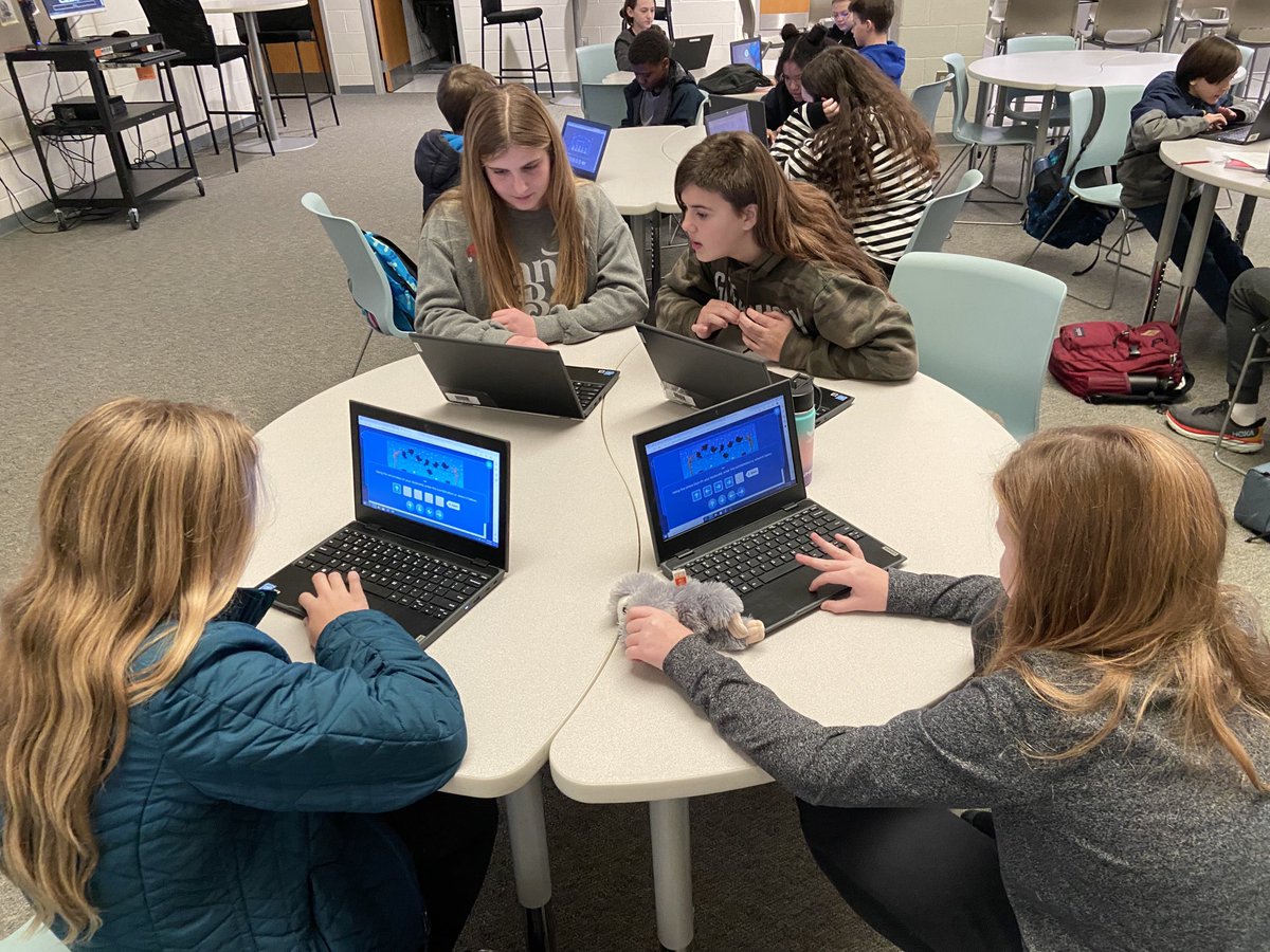 WHMS 6th grade science classes doing Hour of Code starting with a breakout room.  They loved the challenge!  #Hourofcode #Breakoutedu