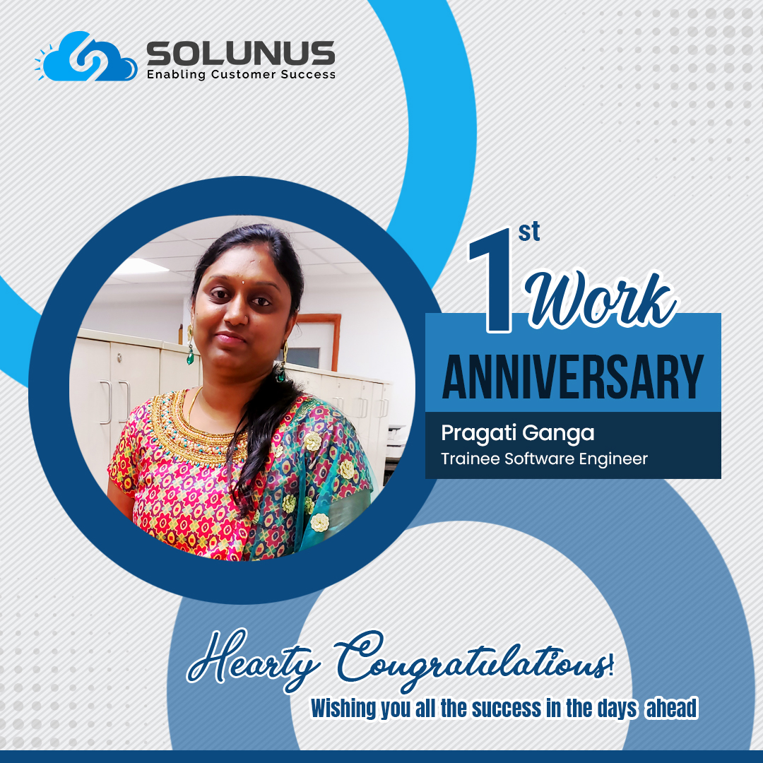 solunusinc's tweet photo. Congratulations on completing your 1st year at #Solunus, Pragati Ganga! Thank you for all your hard work and dedication! #LifeAtSolunus #EmployeeAppreciation #WorkAnniversary https://t.co/YikmtTamzl