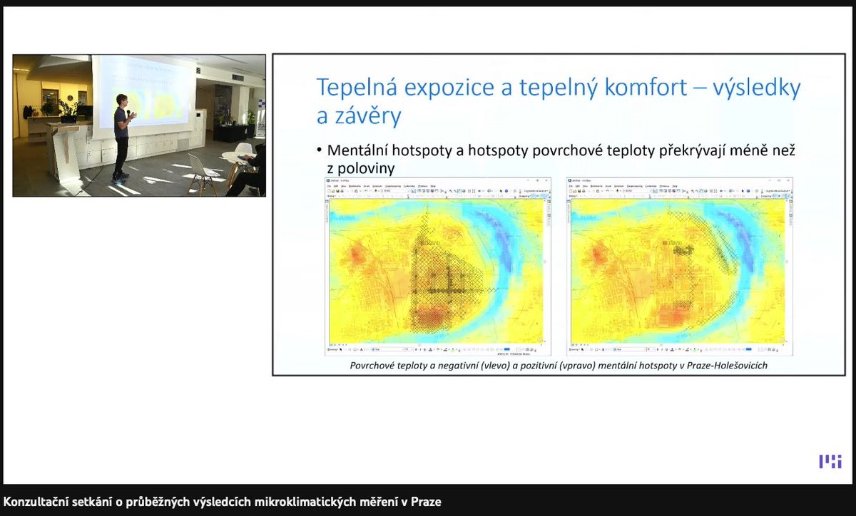 JirkaPanek's tweet image. Dr. Geletič z Ústavu informatiky AV ČR @Akademie_ved_CR prezentoval výsledky výzkumu, na kterém jsem se podílel s naším projektem #pocitovemapy - Měření a mapování tepelného komfortu v Praze-Holešovicích, paráda, díky! #participatorymapping