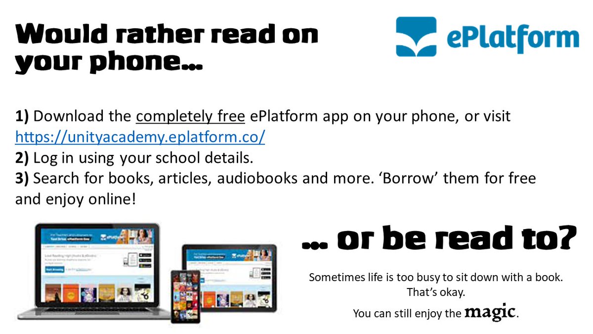 RocksUnity's tweet image. Don't forget that you can access thousands of books, audiobooks and magazines online! Completely free to pupils and staff @unity