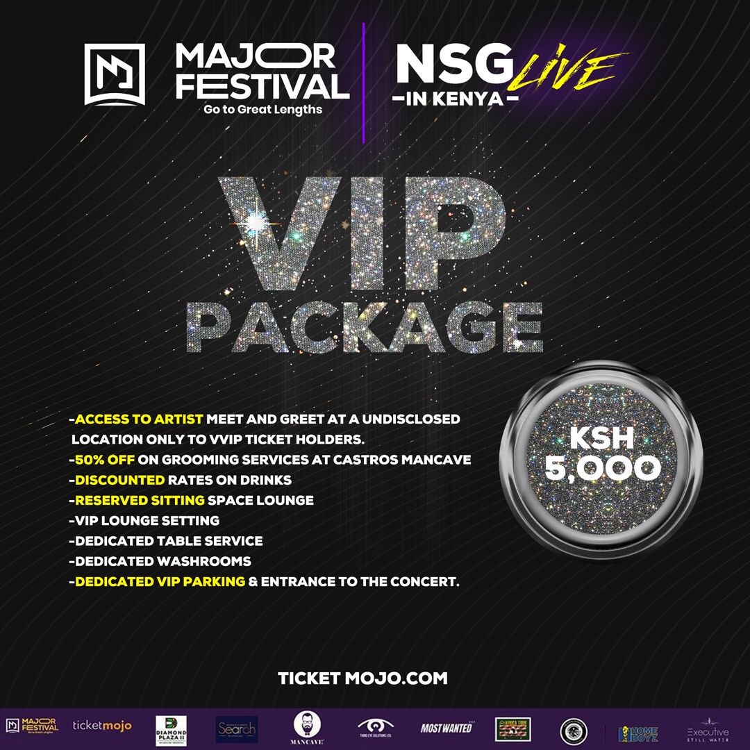 majorfestival's tweet photo. 𝐅𝐨𝐫 𝐎𝐮𝐫 𝐕𝐈𝐏𝐬 𝐇𝐞𝐫𝐞'𝐬 𝐰𝐡𝐚𝐭 𝐭𝐡𝐞 𝐯𝐢𝐩 𝐩𝐚𝐜𝐤𝐚𝐠𝐞/𝐭𝐚𝐛𝐥𝐞 𝐜𝐨𝐦𝐞𝐬 𝐰𝐢𝐭𝐡. 
Get your tickets now via link on bio. 
#majorfestival #NsgInNairobi #excutivestillwater #VIPs #diamondplaza2 #thirdeyesecurity https://t.co/JVfi0F0owu