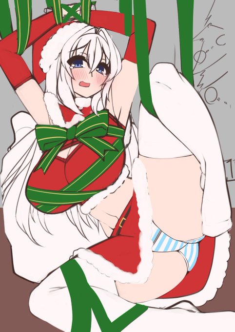 どうすればそんな風にリボンに絡まるんだ?というラフ絵 