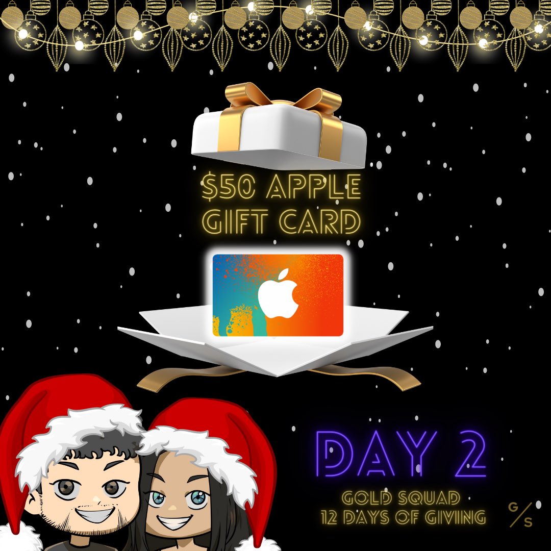 GOLD SQUAD πβ‘οΈ (@goldsquad777) on Twitter photo π DAY 2 GIVEAWAY: $50 APPLE CARD π
How To Enter ππΌ
1. Like & Retweet
2. Must be following <a href="/goldsquad777/">GOLD SQUAD πβ‘οΈ</a> <a href="/megbzk/">megbzk</a> <a href="/MasonVersluis/">MASON VERSLUIS</a>
3. Join the discord and go to the 12 days of giving channel and click ENTER!
discord.gg/gold-squad
β οΈ All winners randomly drawn on Christmas! π DAY 2 GIVEAWAY: $50 APPLE CARD π
How To Enter ππΌ
1. Like & Retweet
2. Must be following <a href="/goldsquad777/">GOLD SQUAD πβ‘οΈ</a> <a href="/megbzk/">megbzk</a> <a href="/MasonVersluis/">MASON VERSLUIS</a>
3. Join the discord and go to the 12 days of giving channel and click ENTER!
discord.gg/gold-squad
β οΈ All winners randomly drawn on Christmas!