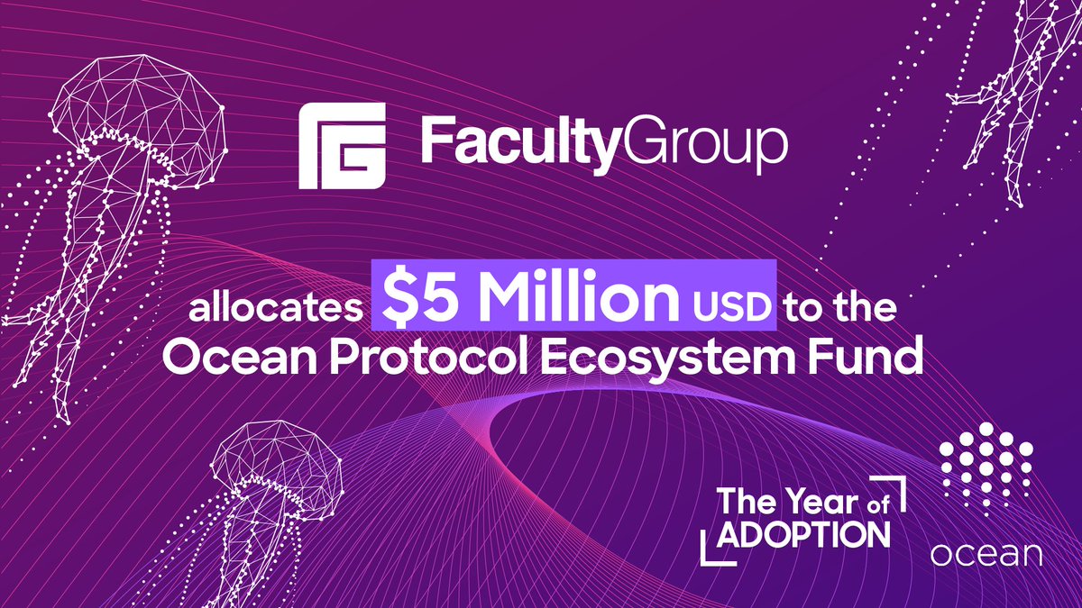 oceanprotocol's tweet photo. 🧵/1
NEWS|🌊🚀
Ocean is excited to have a new investment partner on board!💰
@Faculty__Group has pledged a total of $5 Million to support the $OCEAN project ecosystem fund🔥
Let's explore!👇 https://t.co/9F0Q4w2CSH