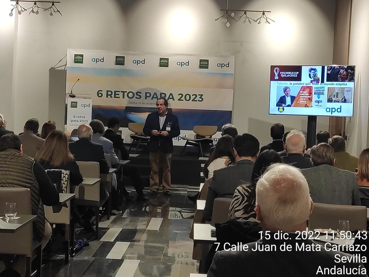 La gestión del talento como uno de los retos a afrontar en el 2023.  Gran exposición de <a href="/juancarcubeiro/">Juan Carlos Cubeiro</a>
Talento como acción en la empresas. Hay que mantener a la gente profesional y poner en valor.
<a href="/prodetur/">Prodetur DipuSevilla</a> <a href="/APDasociacion/">APD</a> <a href="/fundancion/">Fundancion El Tren del Arcoiris</a>
