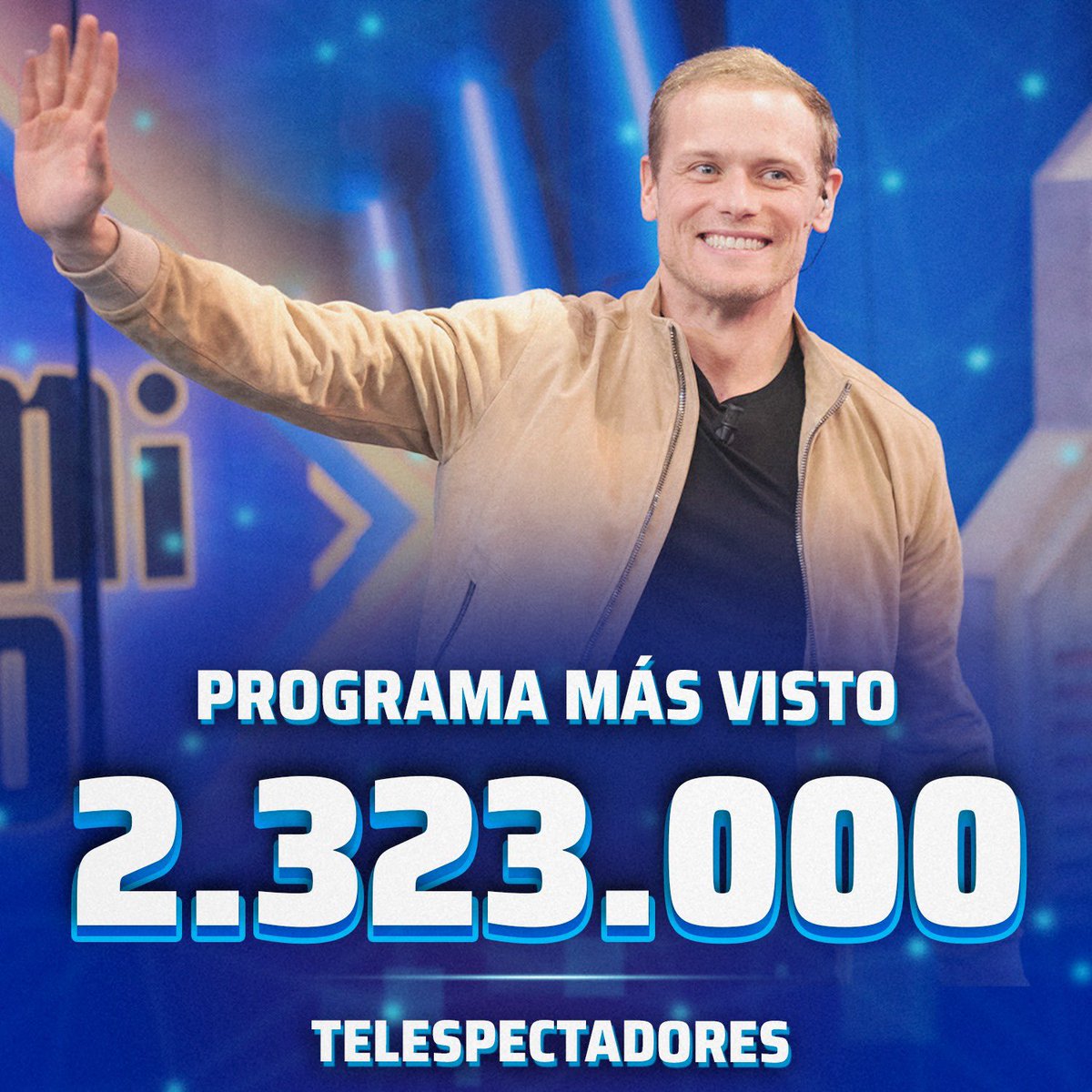 El_Hormiguero's tweet photo. Anoche fuimos el programa más visto ¡GRACIAS a @SamHeughan y a todos los que nos visteis! ♥️ #audiencias https://t.co/anErWIUegA