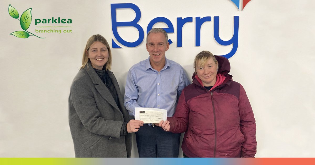 Berry Global’s site in Greenock, Scotland recently donated £500 to the Parklea Branching Out (PBO) charity.  Berry is delighted to be able to donate to such a worthy charity supporting the local community. 

Learn more about PBO's amazing work here ow.ly/3sA550M46wv