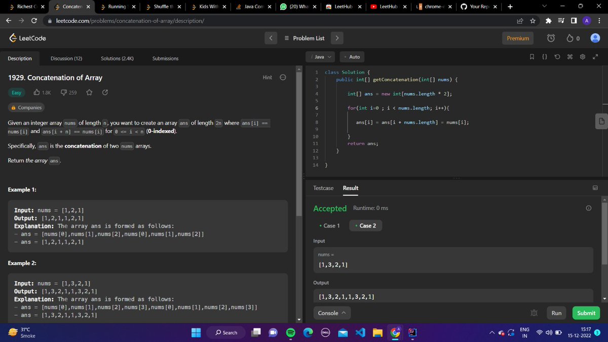 aayushi9372's tweet photo. Solved my first ever Leetcode question✅
#100DaysOfCode https://t.co/PIobxePdGH